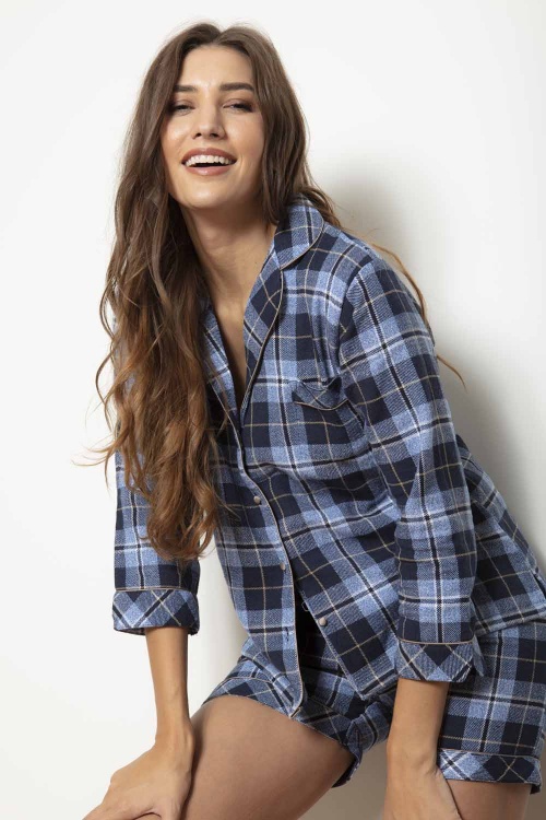 Kiev Brushed Check Shortie PJ Set